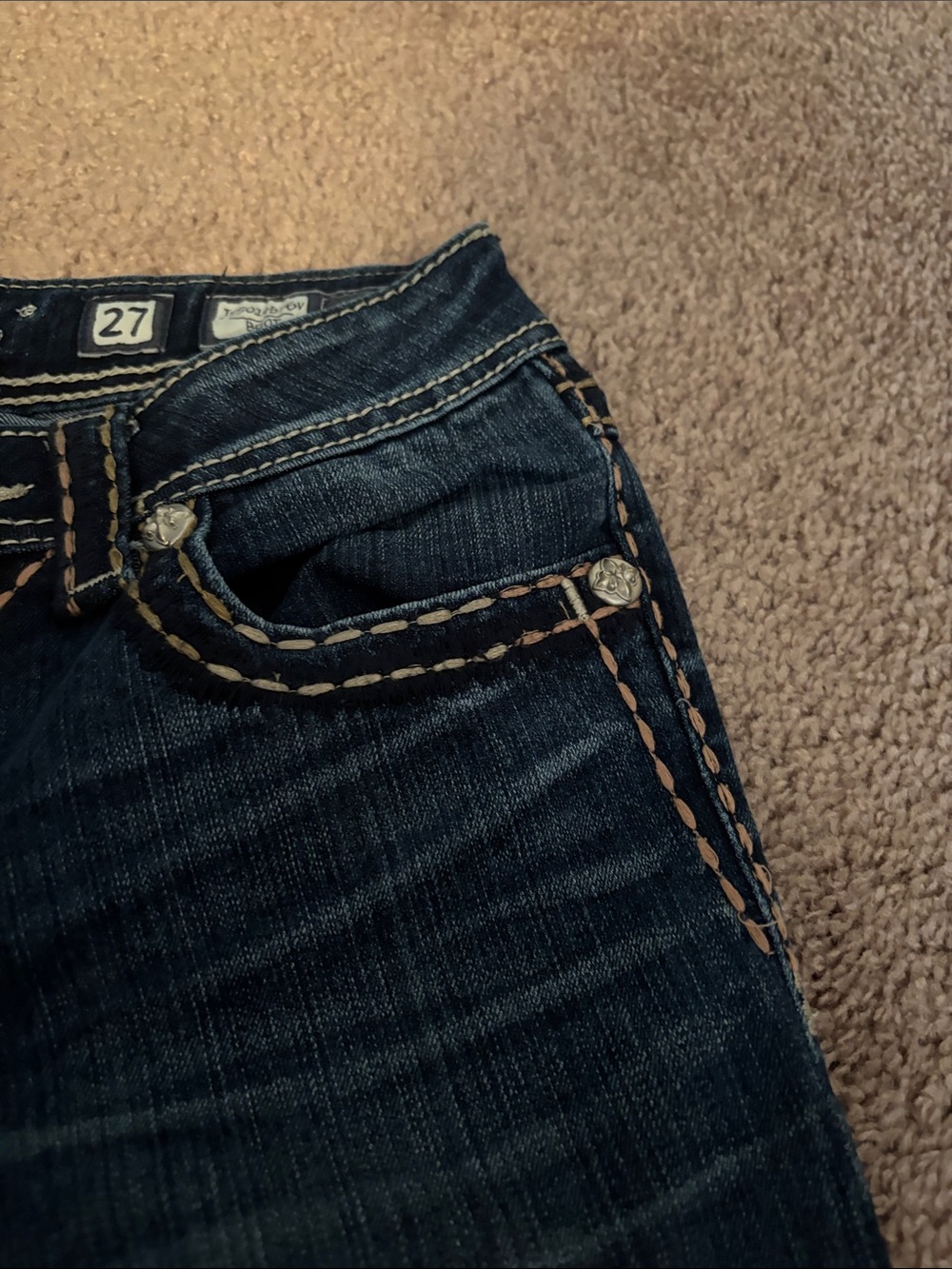 Miss Me Dark Indigo Bootcut Jeans with Embroidered Pocket - Picture 10 of 11